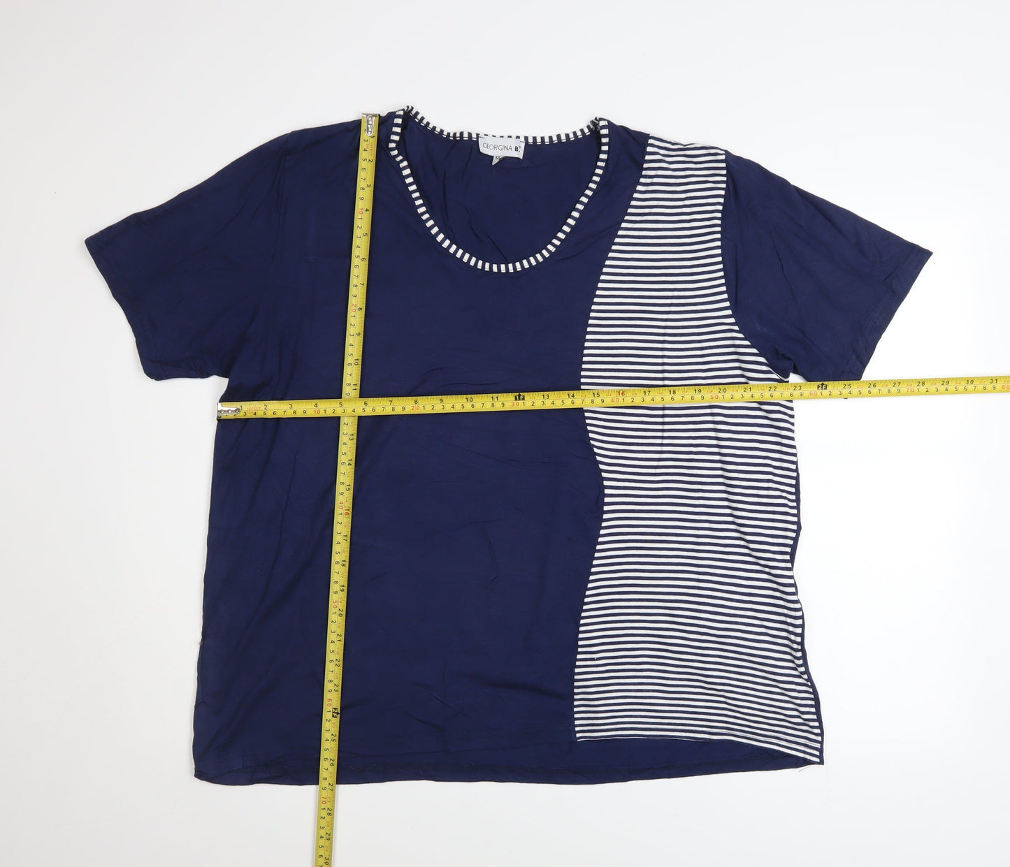 Georgina B Women’s Blue Striped Relaxed Fit Plus Size T-Shirt