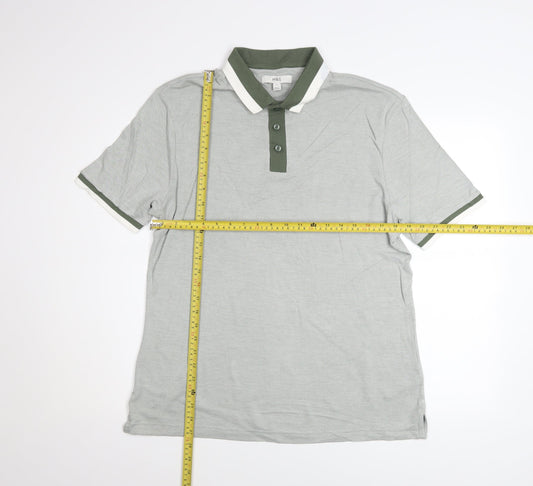 Marks and Spencer Men's Grey Regular Fit Modal Polo Shirt Size M