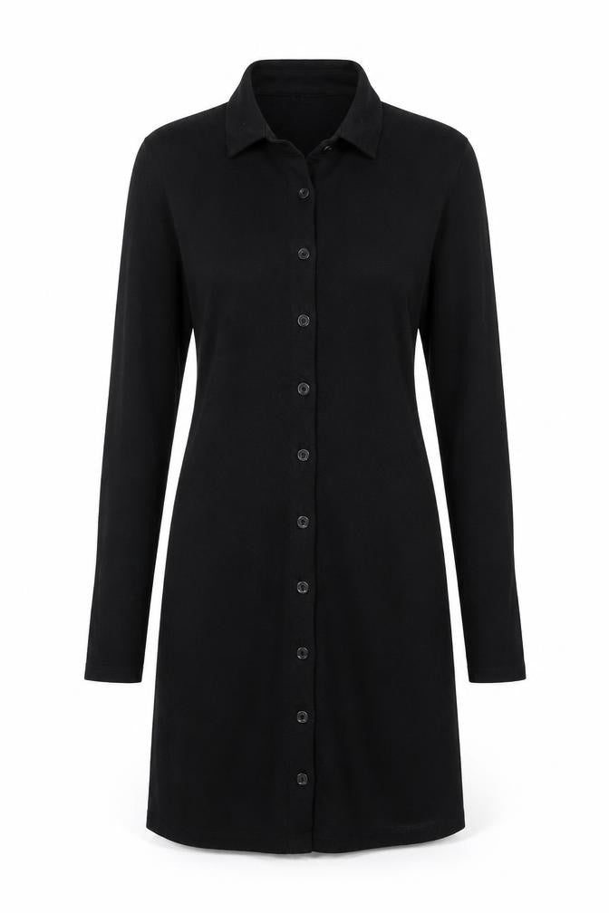 Motel Women Black XS Collared Long Sleeve Shirt Dress