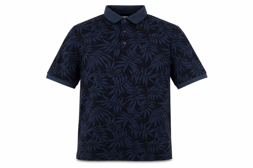 Marks and Spencer Men's Blue Floral Cotton Polo Shirt M Regular Fit