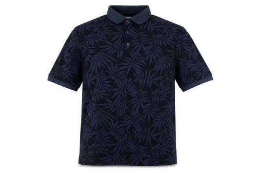 Marks and Spencer Men's Blue Floral Cotton Polo Shirt M Regular Fit
