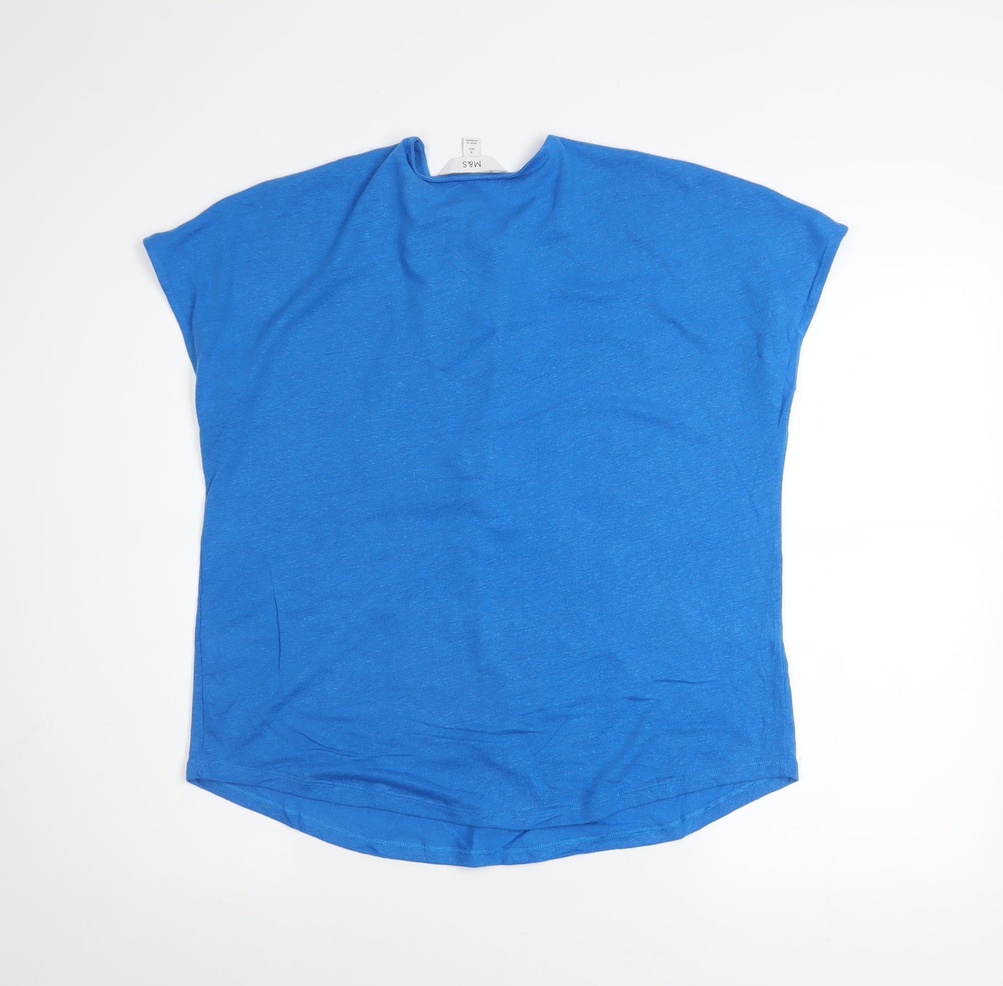 Marks and Spencer Women's Blue Linen Blend Tunic Blouse Size 8