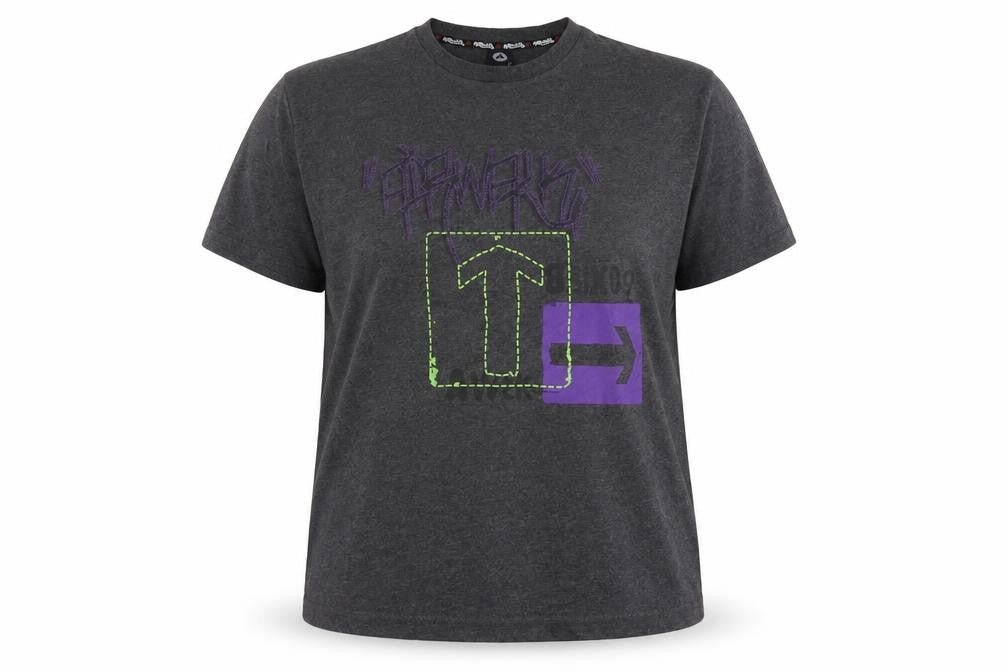 Airwalk Womens Grey Graphic T-Shirt L Basic Casual Short Sleeve