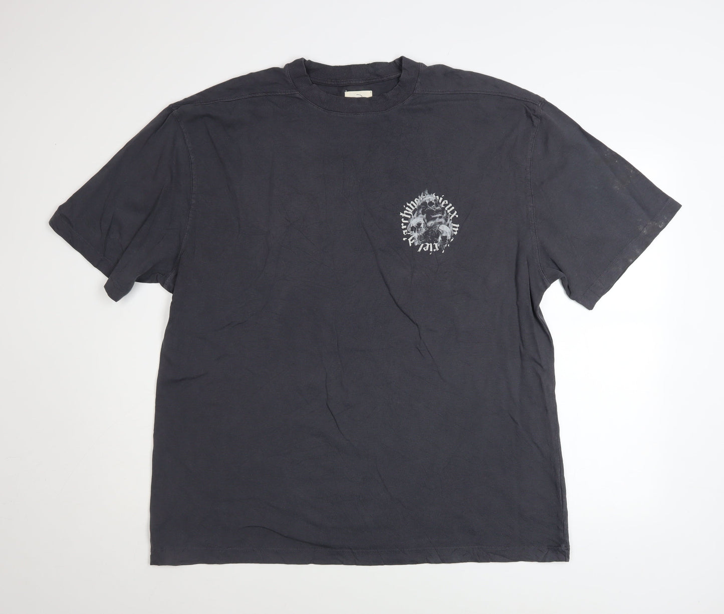River Island Men’s Black Skull Graphic Short Sleeve Cotton T-Shirt L