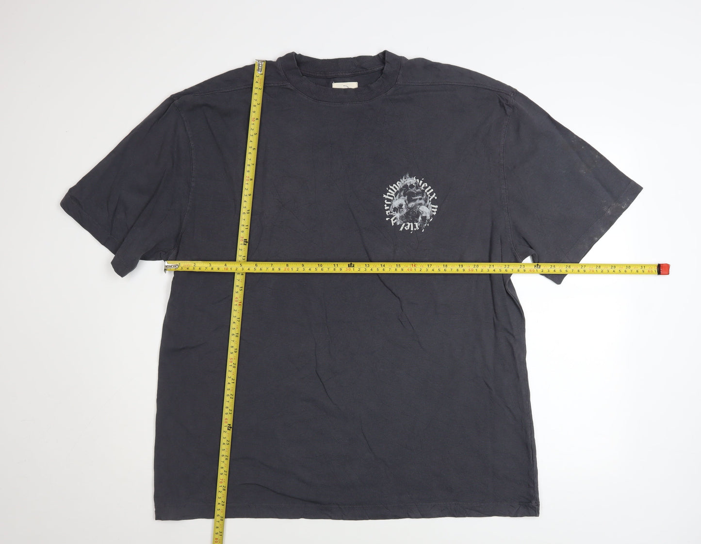 River Island Men’s Black Skull Graphic Short Sleeve Cotton T-Shirt L