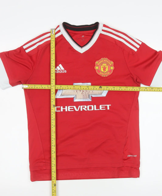 Adidas Manchester United Red Teens 13 Short Sleeve V-Neck Football T-Shirt