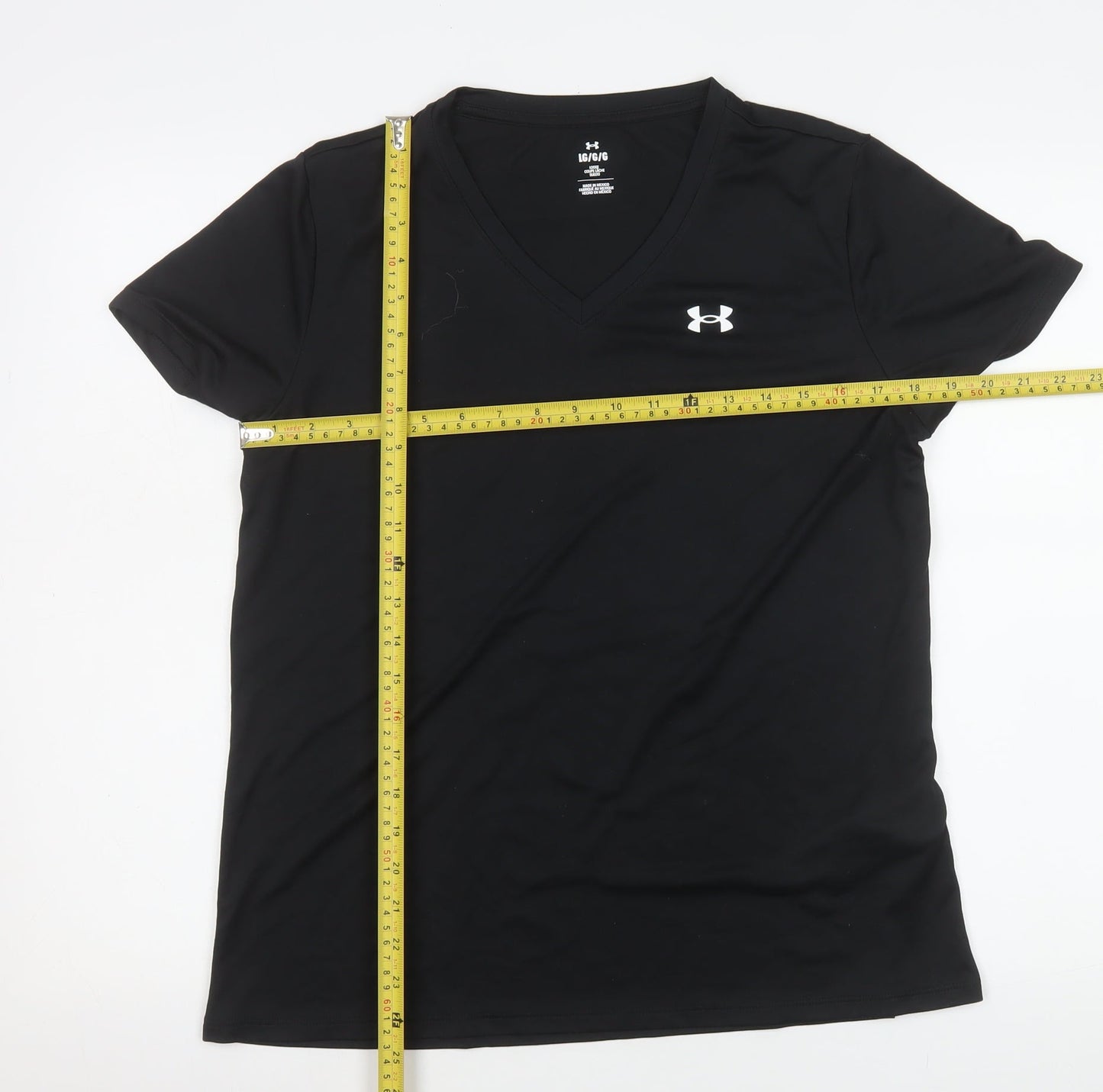 Under Armour Womens Black V-Neck Relaxed Fit Active T-Shirt Size L