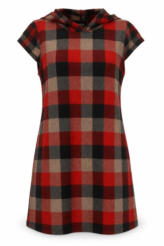 Stella Women Red Check Short Sleeve Shift Dress Size 10