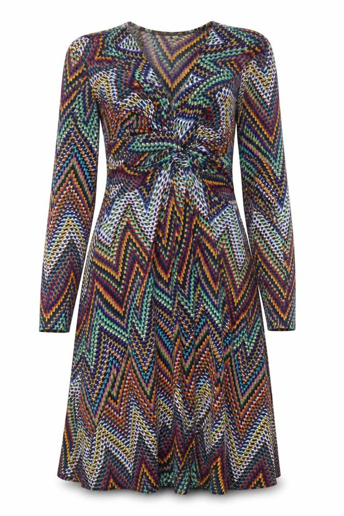 Country Casuals Women's Multicoloured Chevron A-Line Knee Length Dress L