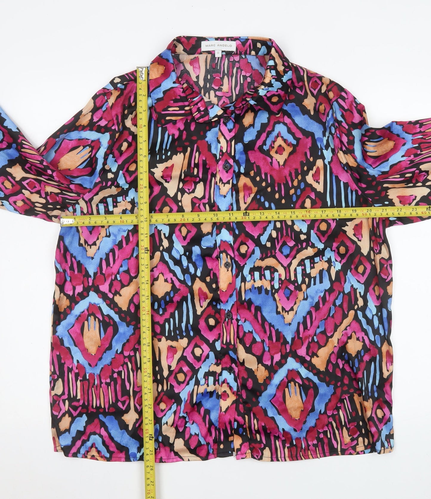 Marc Angelo Women's Multicoloured Size 14 Geometric Button-Up Blouse