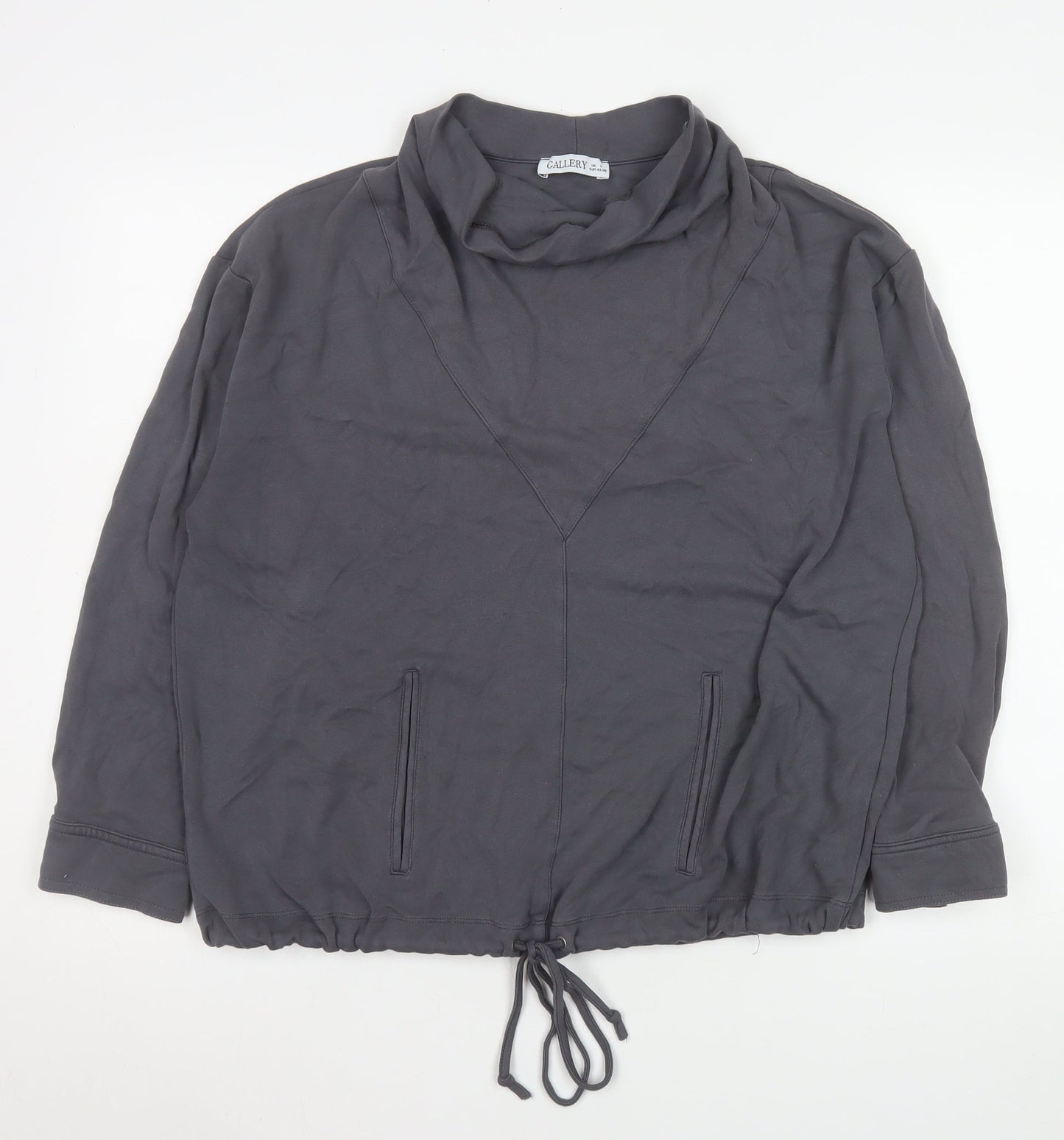 Gallery Womens Grey Roll Neck Relaxed Fit Long Sleeve Blouse Size 16