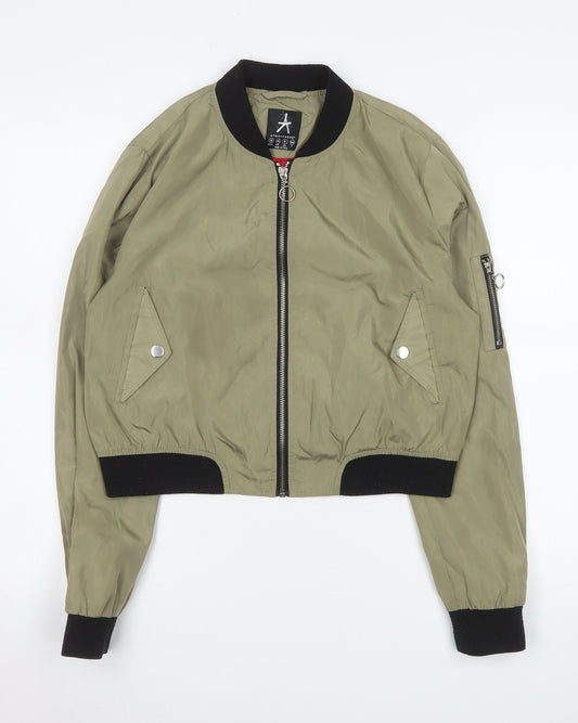 Atmosphere Women Green Bomber Jacket Size 12 Cropped Zip Style