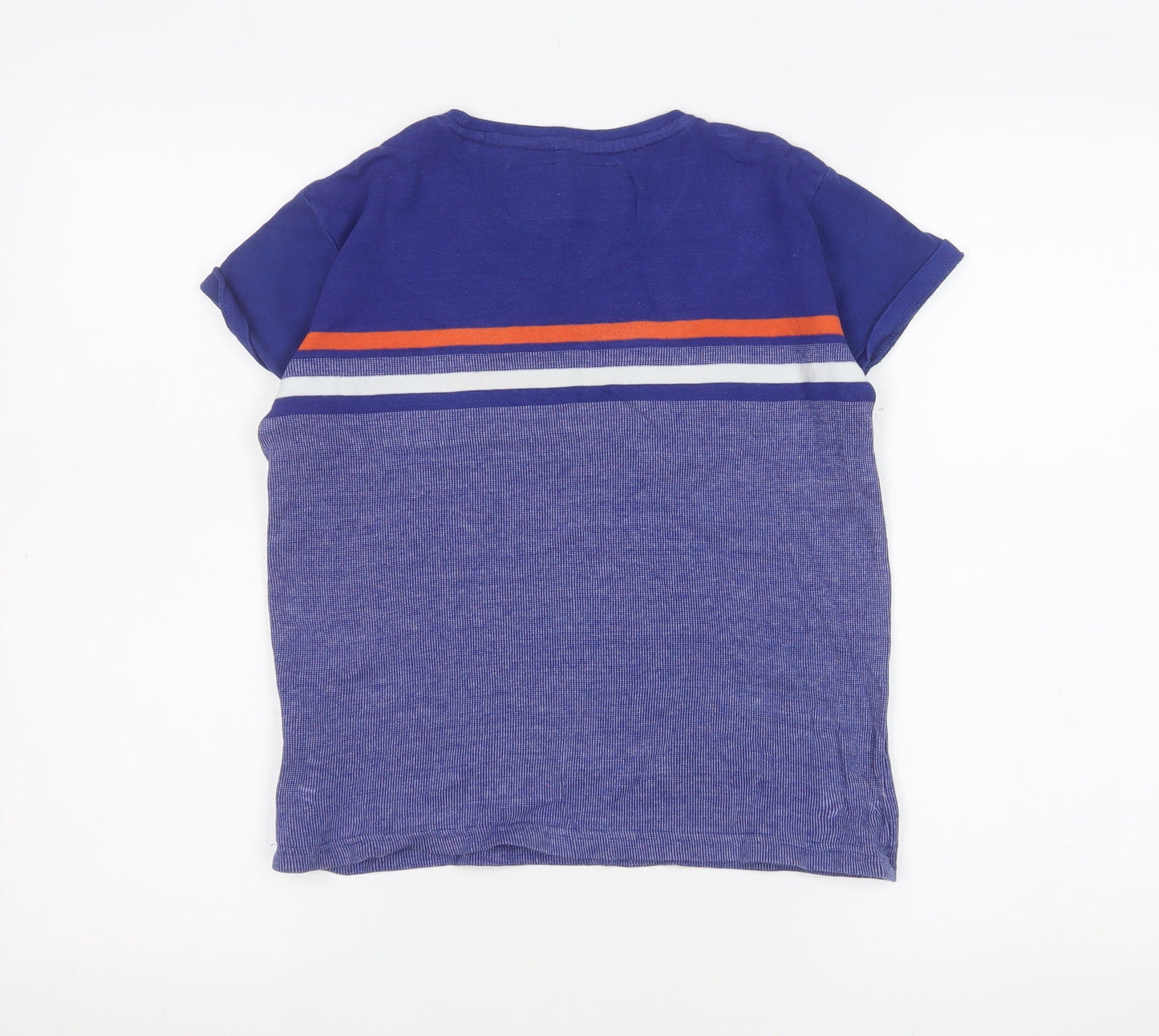 Diesel Boys Blue Striped Cotton T-Shirt Age 9-10 Short Sleeve Casual Top