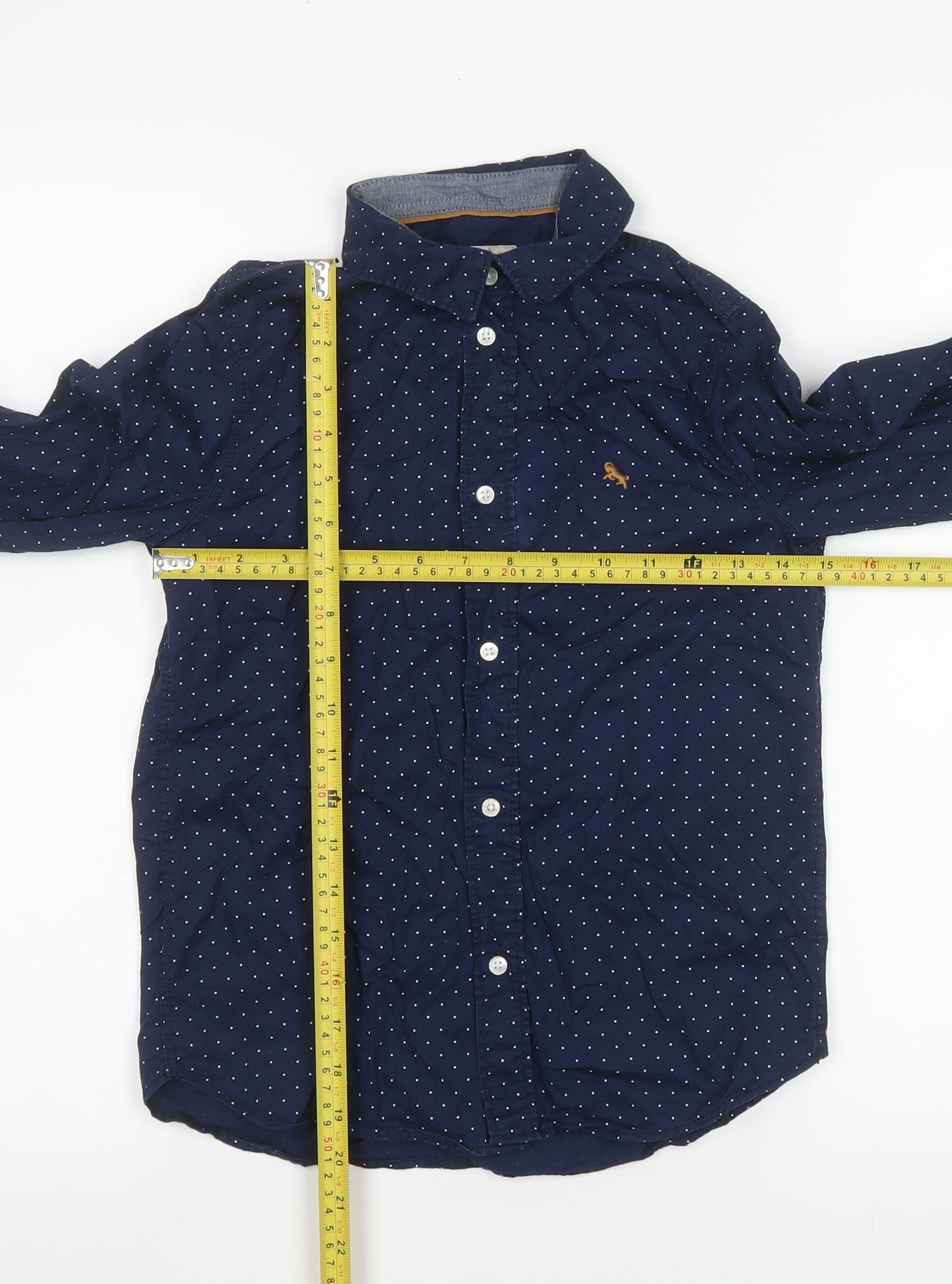 L.O.G.G. Boys Blue Polka Dot Button-Up Cotton Shirt 9-10 Years