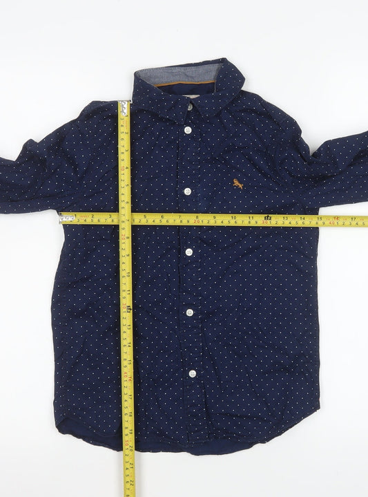 L.O.G.G. Boys Blue Polka Dot Button-Up Cotton Shirt 9-10 Years