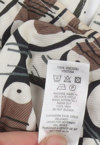 Carolyn Donnelly The Edit Women’s Brown Beige Geometric Long Sleeve Blouse Size L
