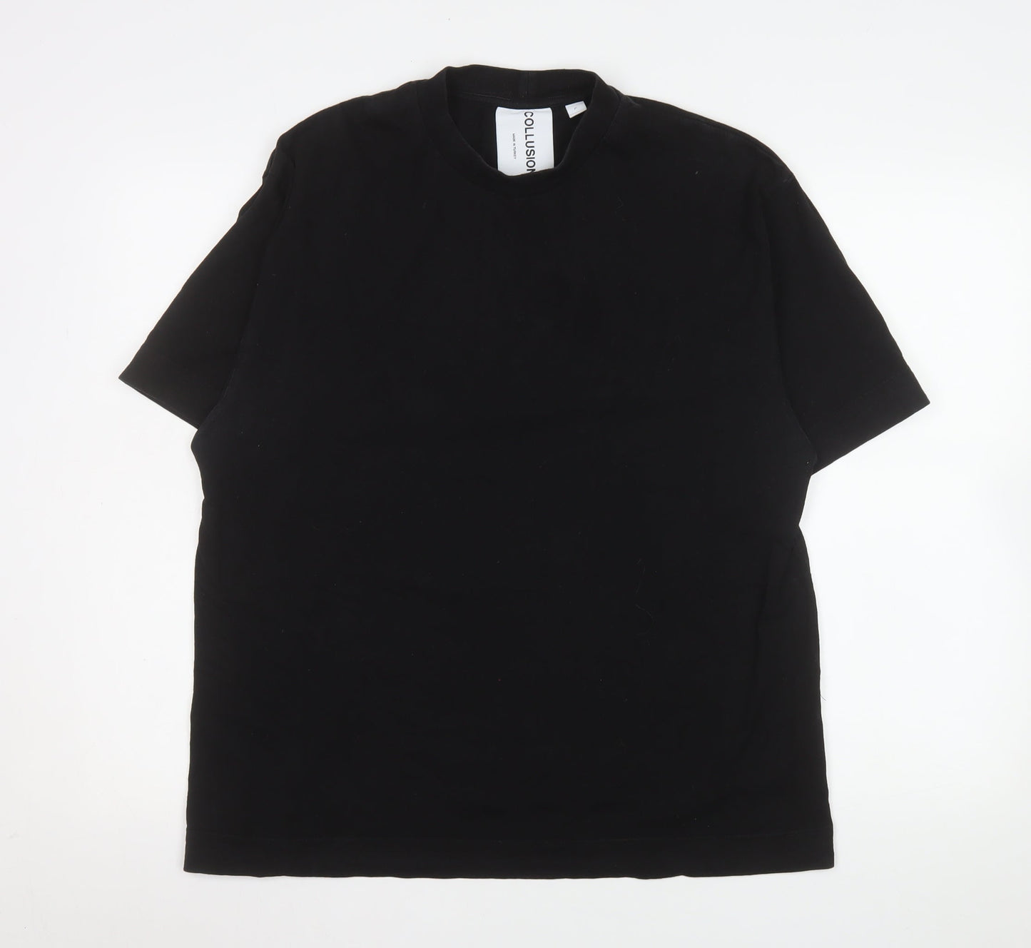 Collusion Men's Black Cotton Crew Neck Short Sleeve T-Shirt Size L