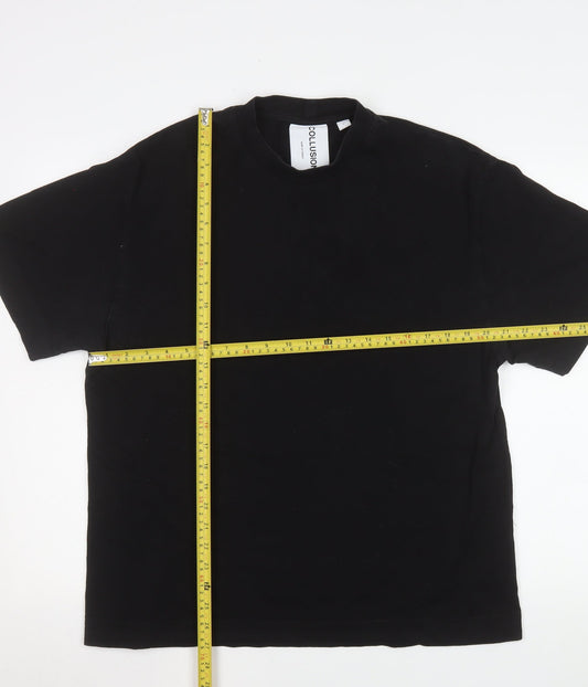 Collusion Men's Black Cotton Crew Neck Short Sleeve T-Shirt Size L