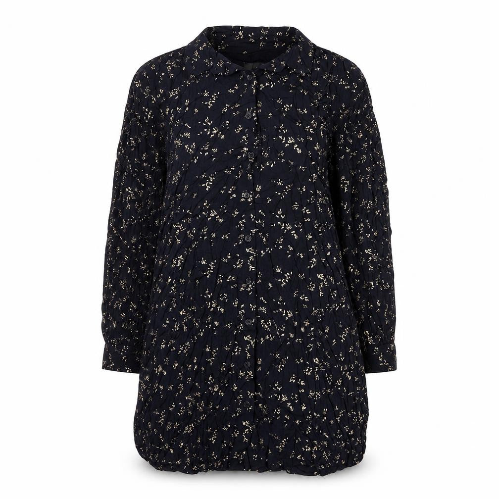 Hush Womens Blue Floral Button-Up Tunic Shirt Size 8