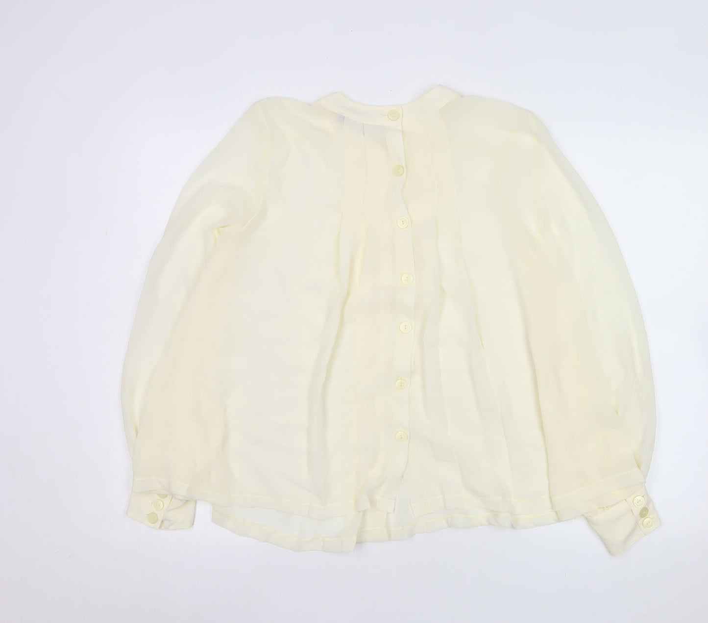 Next Women Ivory Chiffon Long Sleeve Button Blouse Size 8