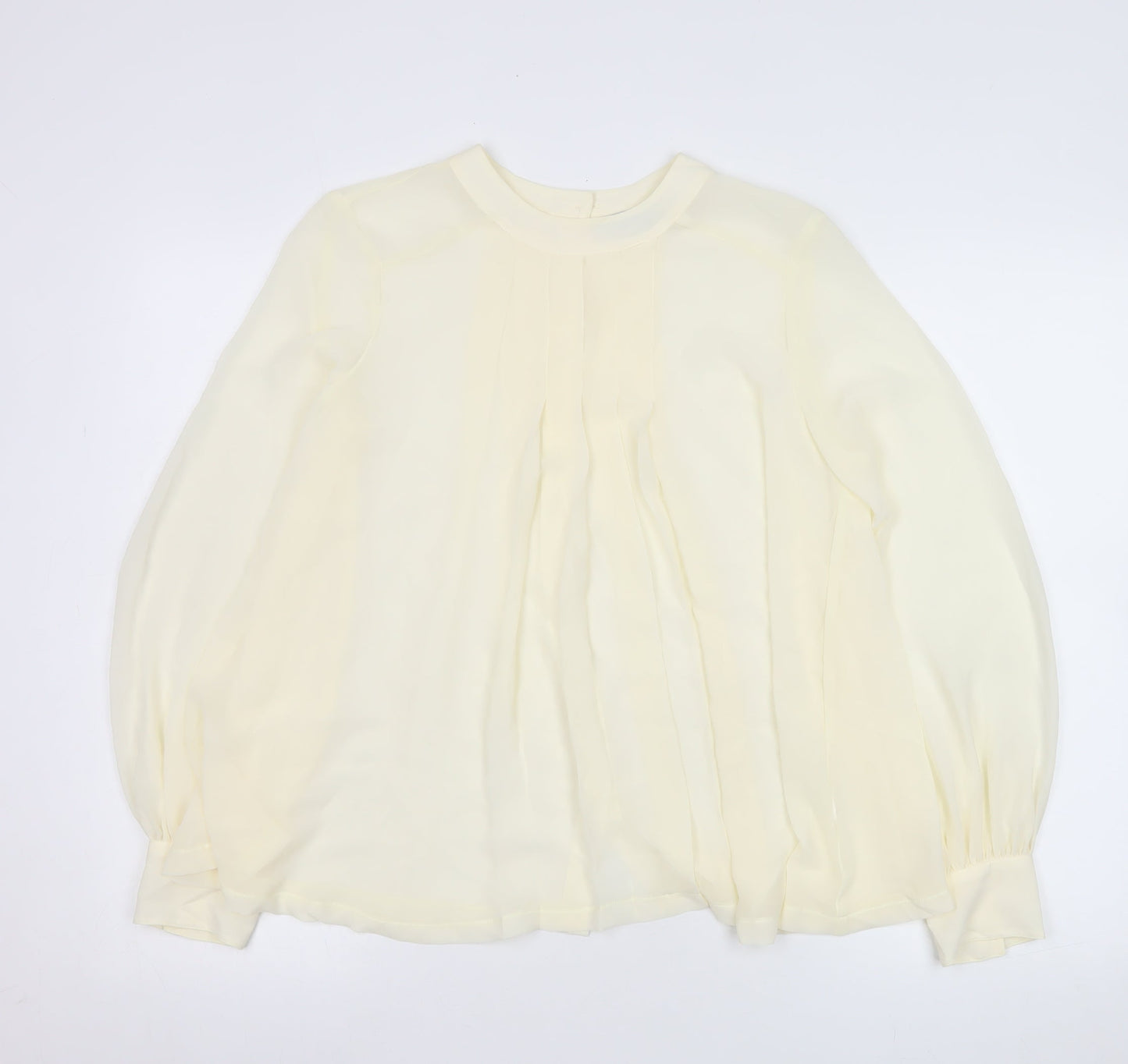 Next Women Ivory Chiffon Long Sleeve Button Blouse Size 8