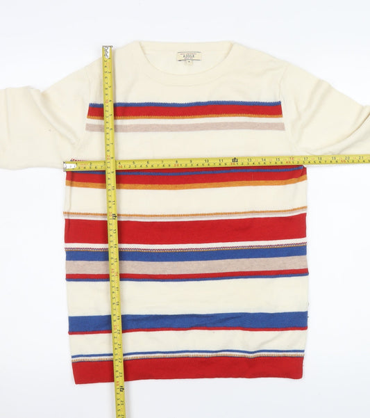 Aigle Men's Multicoloured Striped Wool Jumper M Crew Neck Pullover