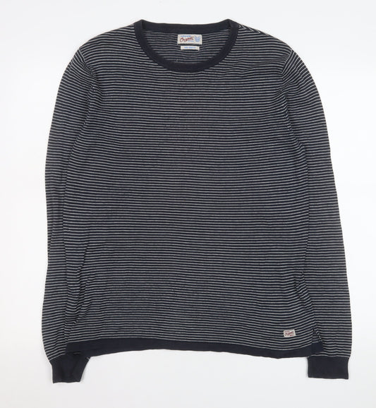 Jack & Jones Men’s Blue Striped Long Sleeve Cotton Top Medium