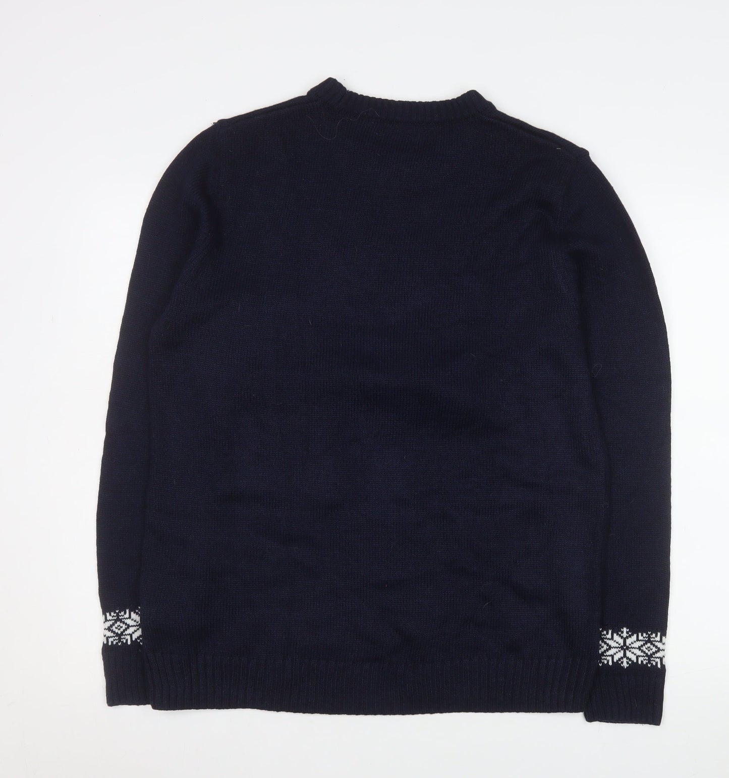Next Men Blue Christmas Reindeer Jumper M Pullover Funny Knit