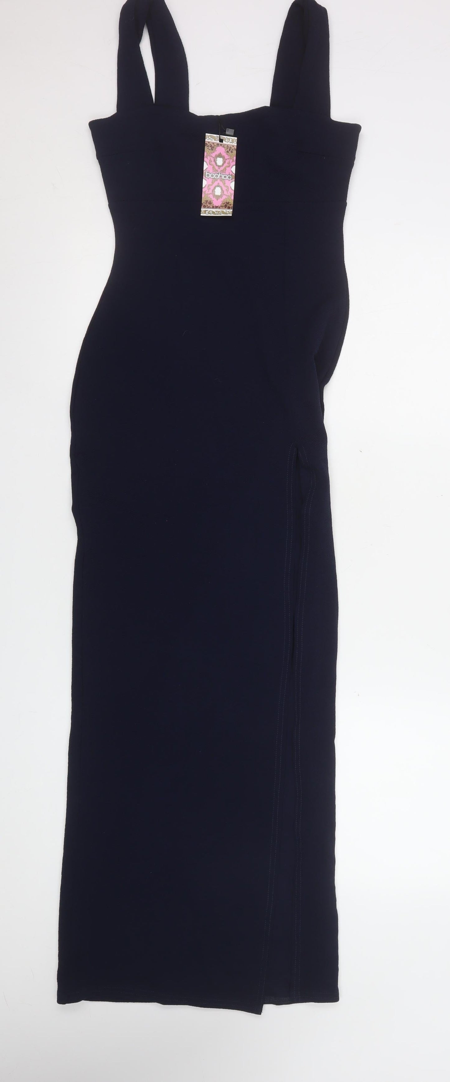 Boohoo Women Black Size 10 Long Bodycon Sleeveless Stretch Dress