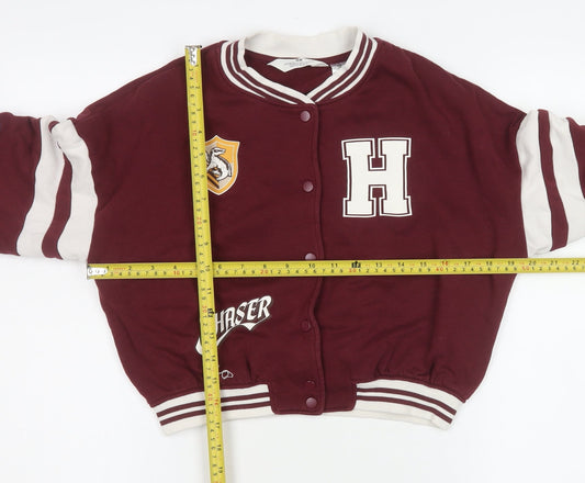 H&M Girls Burgundy Harry Potter Varsity Jacket 11-12 Years Cotton Blend