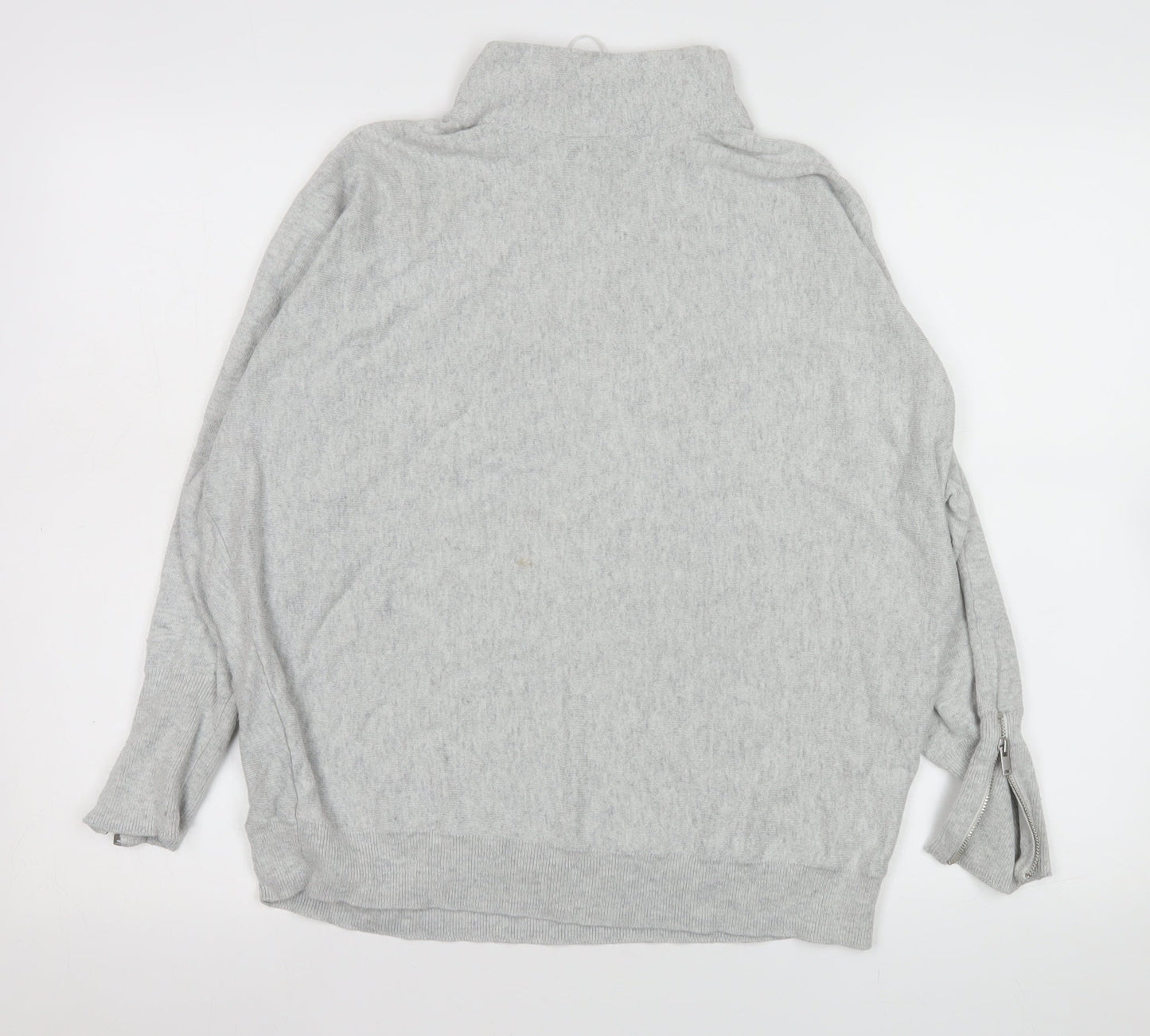 Mint Velvet Women Grey Roll Neck Zip Sleeve Pullover Sweatshirt L