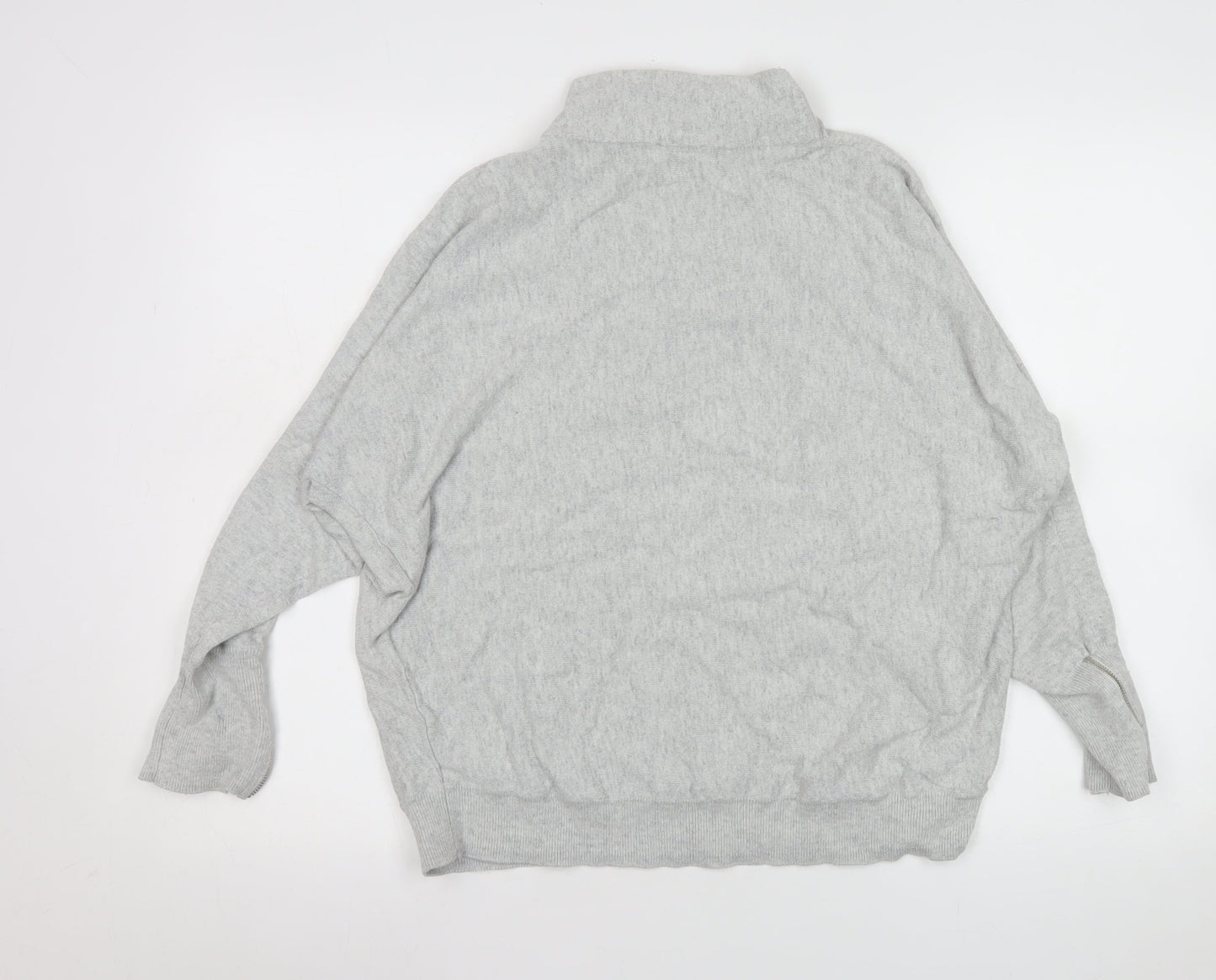 Mint Velvet Women Grey Roll Neck Zip Sleeve Pullover Sweatshirt L