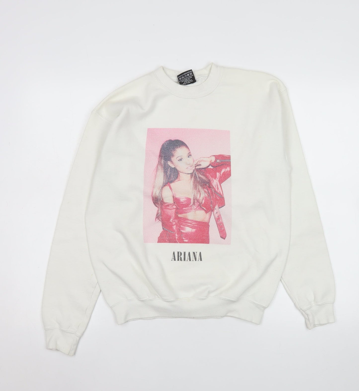 Absolute Cult Women's White Ariana Graphic Print Pullover Sweatshirt XL