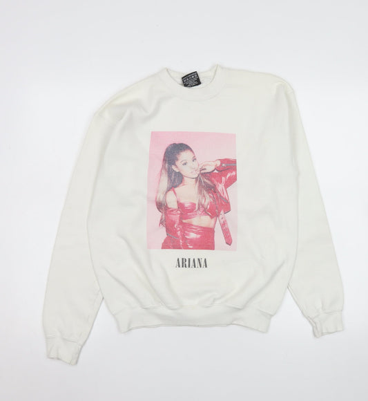 Absolute Cult Women's White Ariana Graphic Print Pullover Sweatshirt XL