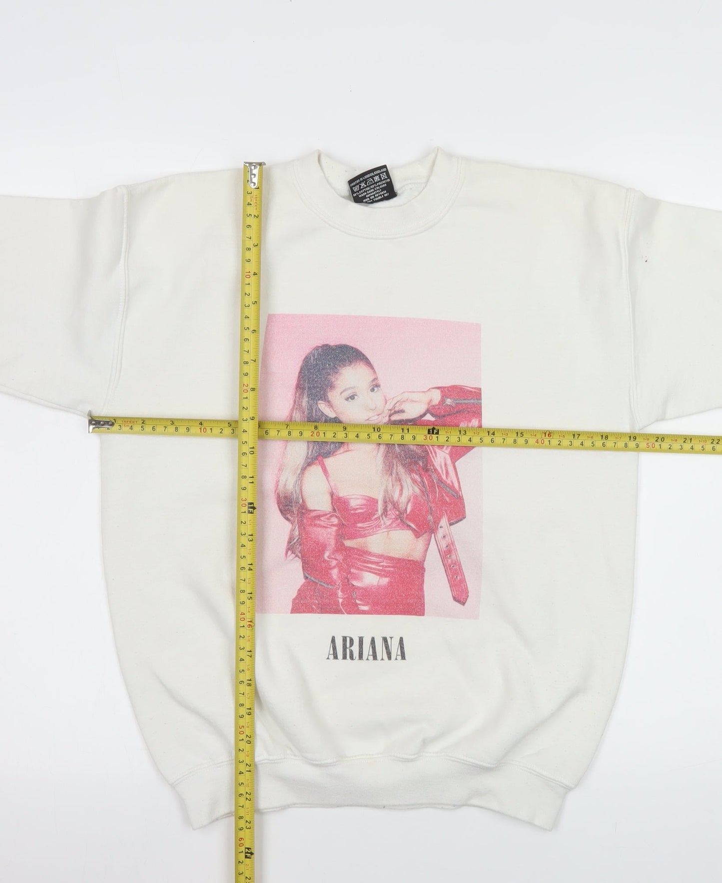 Absolute Cult Women's White Ariana Graphic Print Pullover Sweatshirt XL