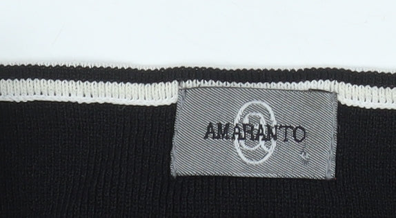 Amaranto Womens Black 3/4 Sleeve Knit Boat Neck Top Size 18