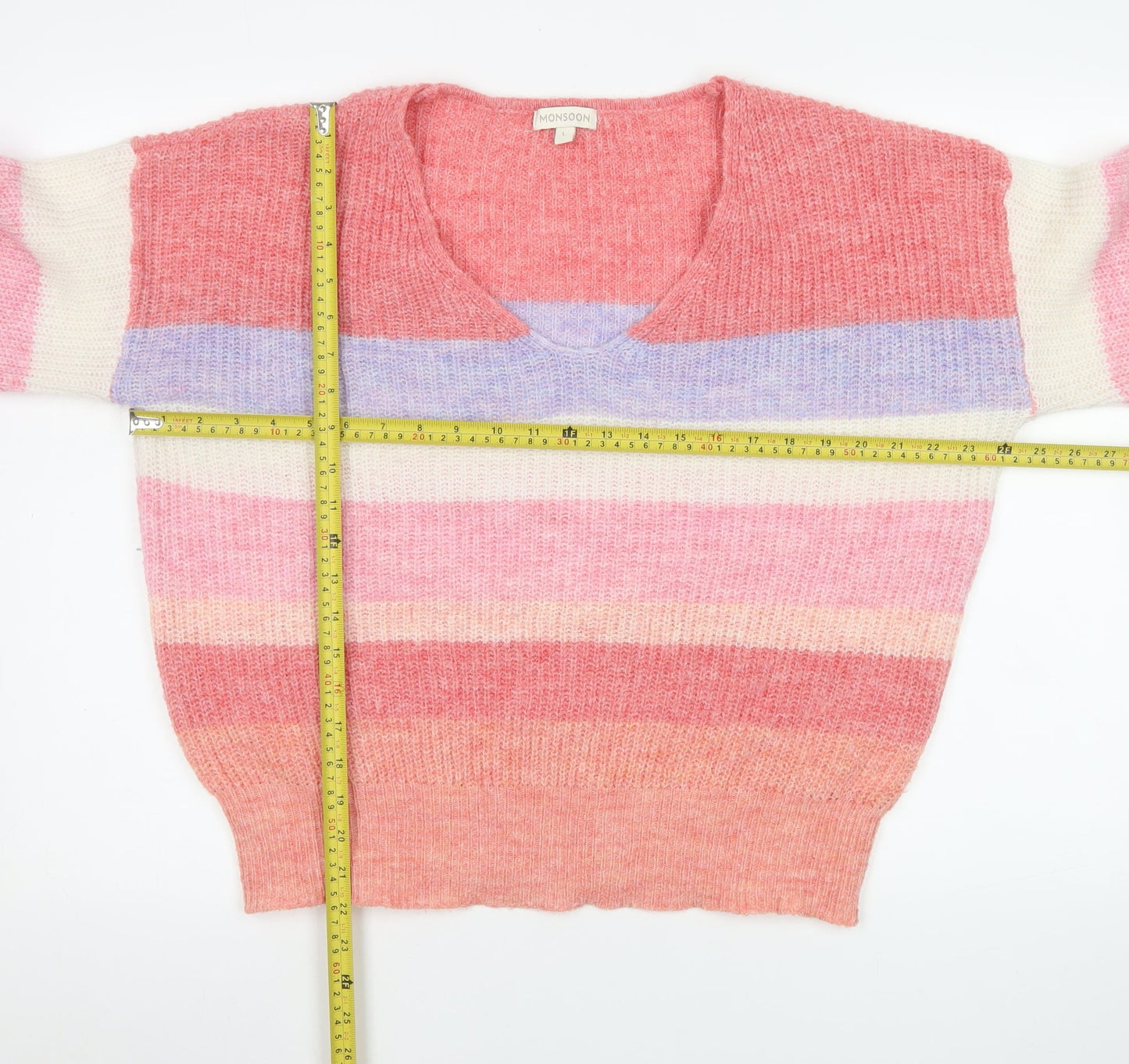 Monsoon Women’s Multicoloured L V-Neck Chunky Knit Jumper