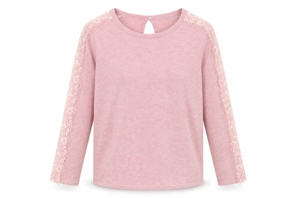 Next Women’s Pink Lace Trim Crew Neck Knit Jumper Size 8