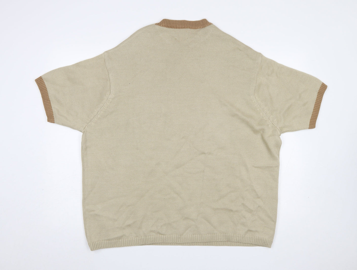 ASOS DESIGN Men’s Beige Short Sleeve Crew Neck Knit Jumper L