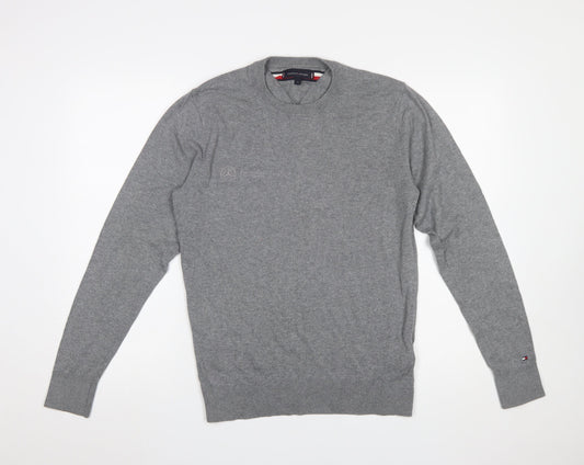 Tommy Hilfiger Men's Grey Cotton Wool Crew Neck Jumper Size S