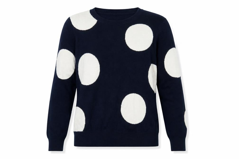 Marks and Spencer Women's Blue Polka Dot Crew Neck Jumper Size 12