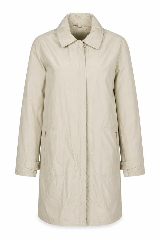 Daywear Womens Beige Long Rain Coat Size 12 Lightweight Zip Jacket