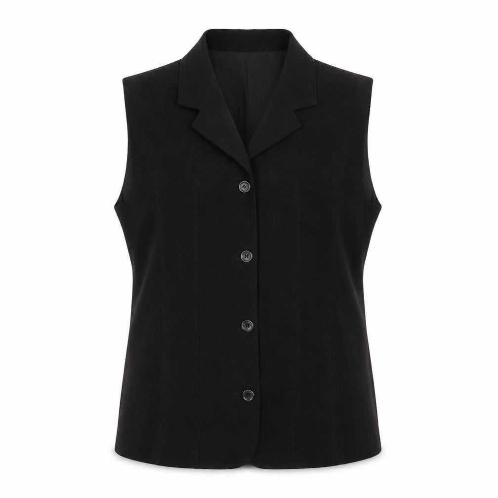 Joella Di Marco Women Black 2XL Sleeveless Waistcoat Smart Lined