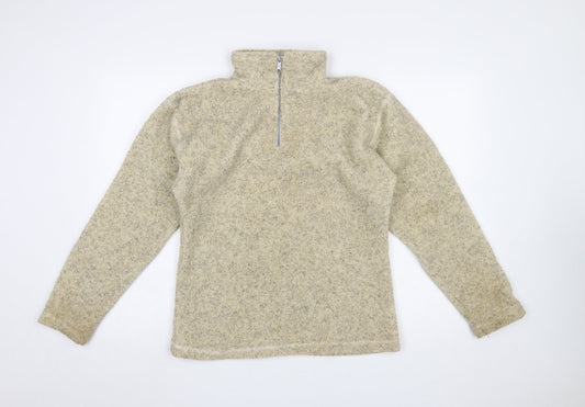 Interval Sports Women Beige 1/2 Zip Wool Blend Pullover Sweatshirt M/L