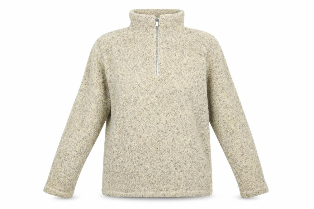 Interval Sports Women Beige 1/2 Zip Wool Blend Pullover Sweatshirt M/L