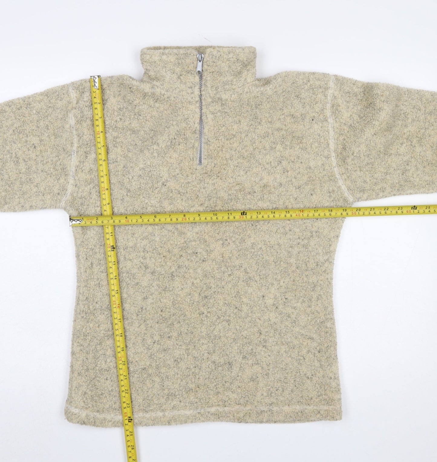 Interval Sports Women Beige 1/2 Zip Wool Blend Pullover Sweatshirt M/L