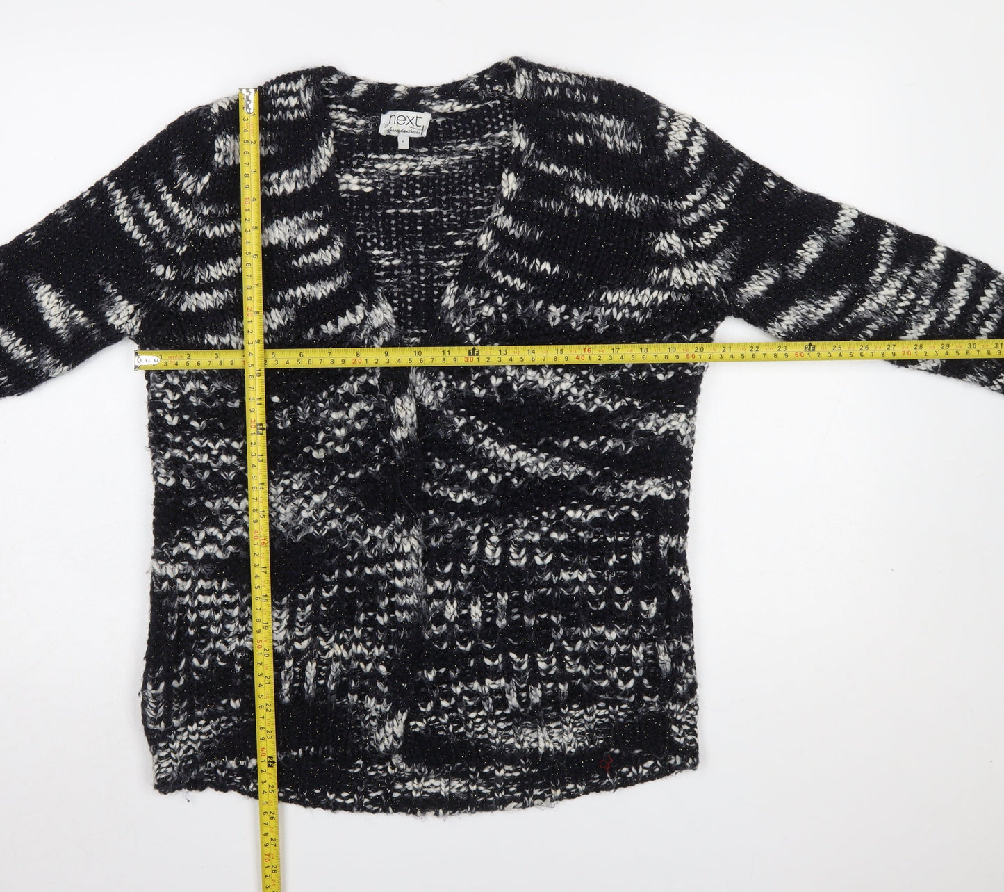 Next Womens Black Chunky-Knit Open Cardigan Size M