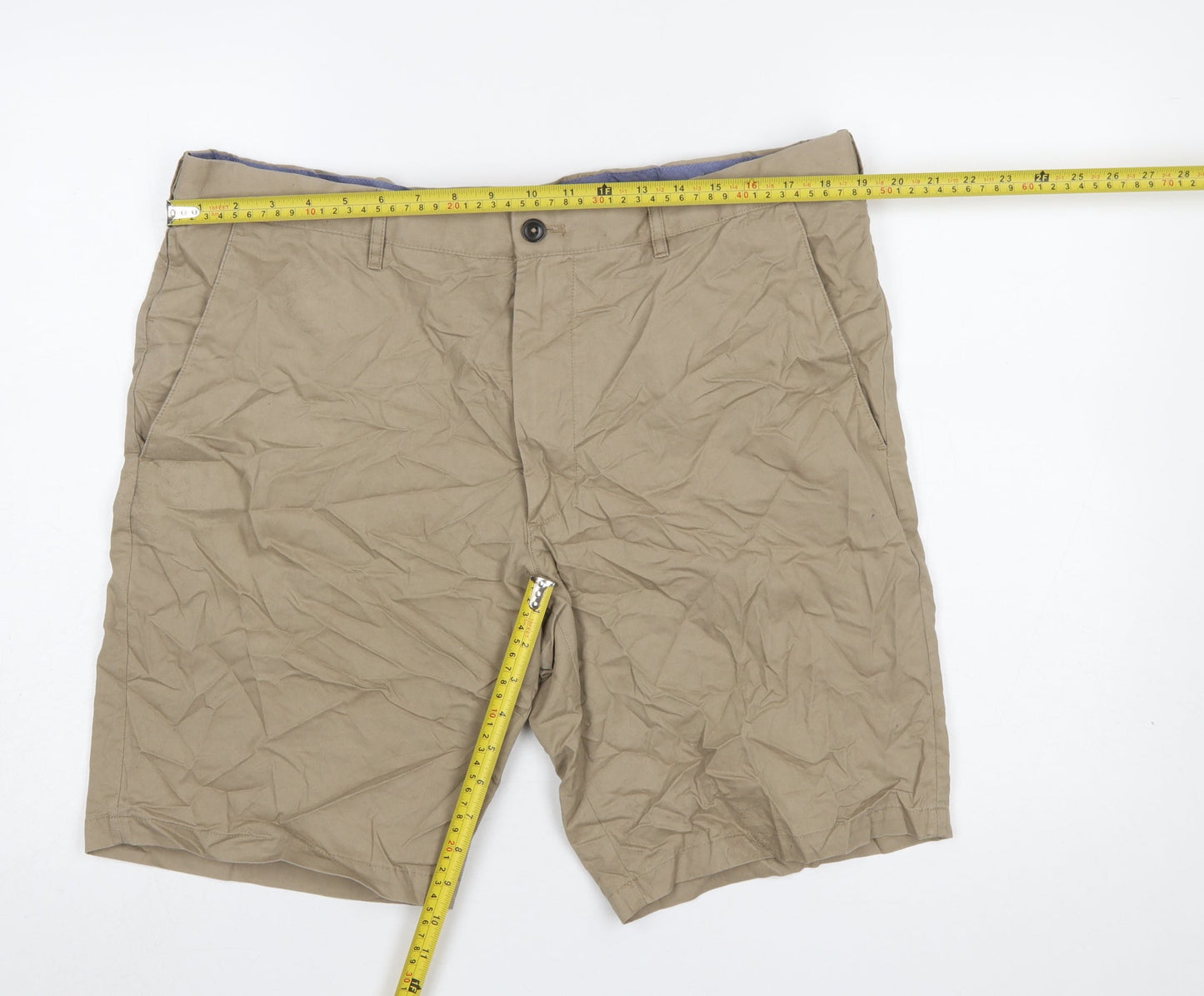 Marks and Spencer Men's Beige Chino Shorts Size 38 Regular Fit