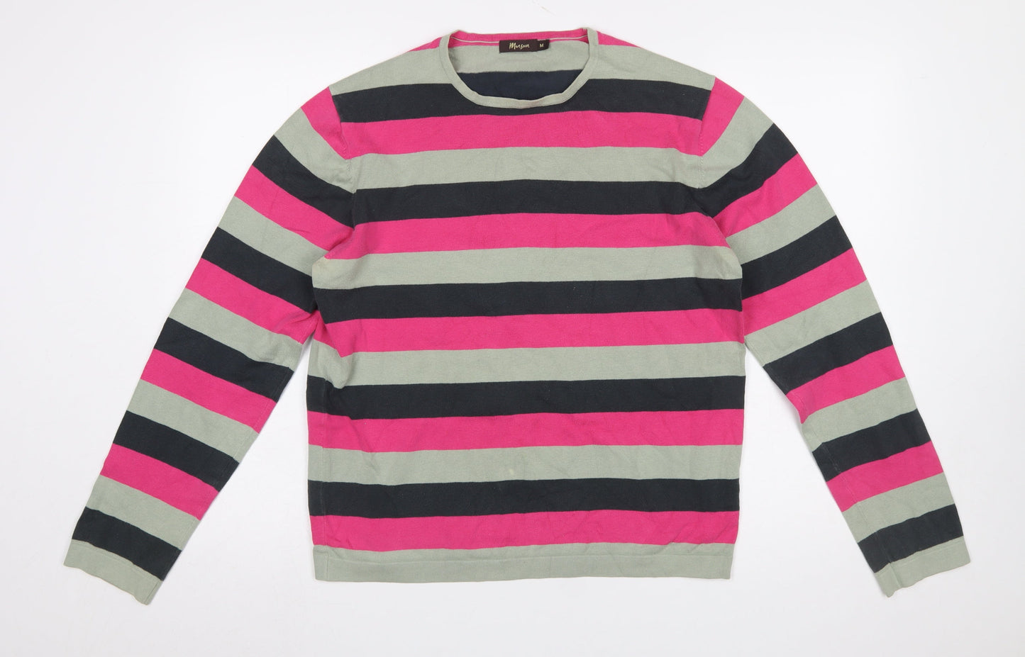 Monsoon Women Multicoloured Stripe Cotton Crew Neck Jumper M