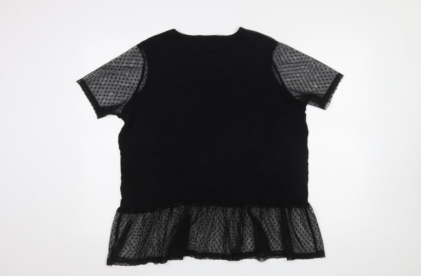 Select Women’s Black Mesh Ruffle Tunic Blouse XL